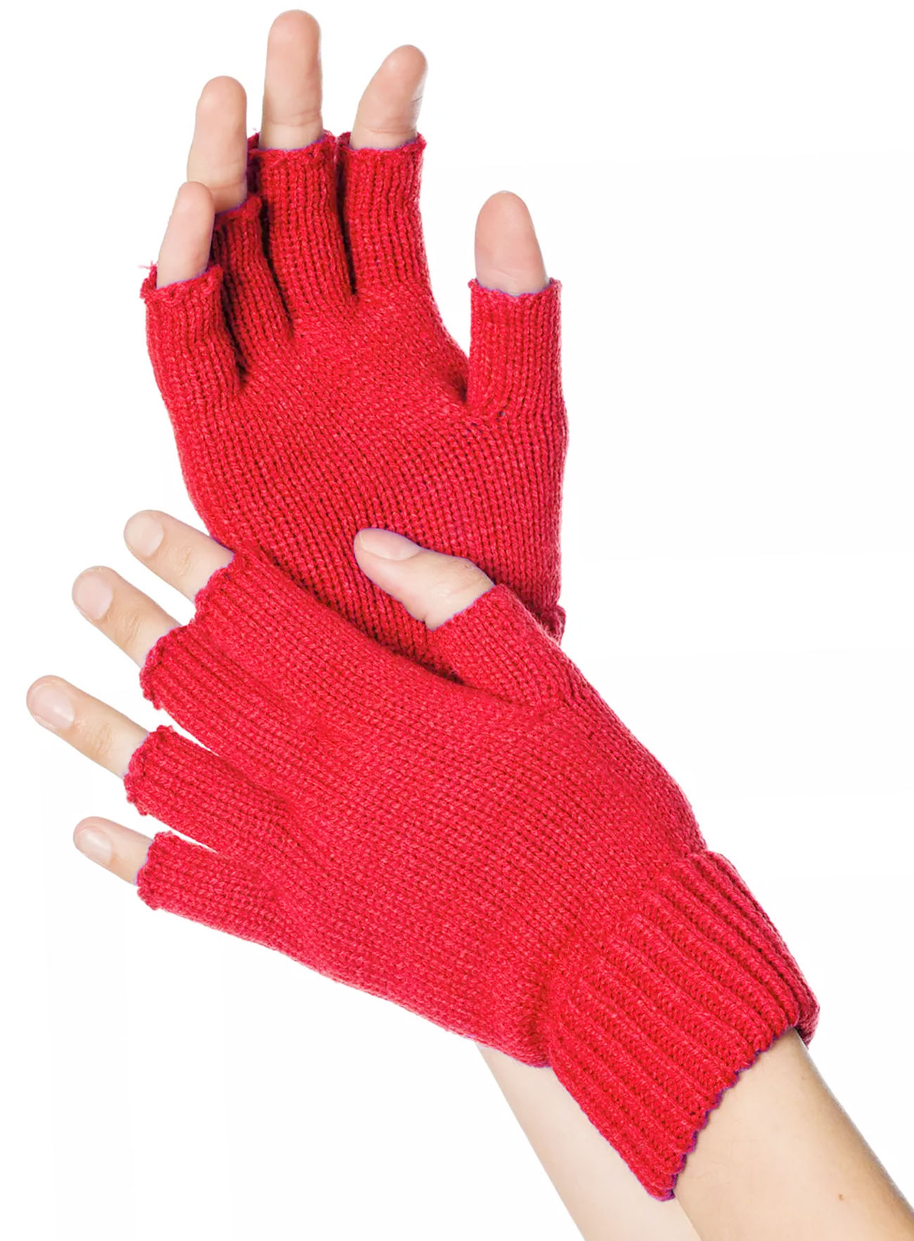 Vingerloze gebreide handschoenen rood