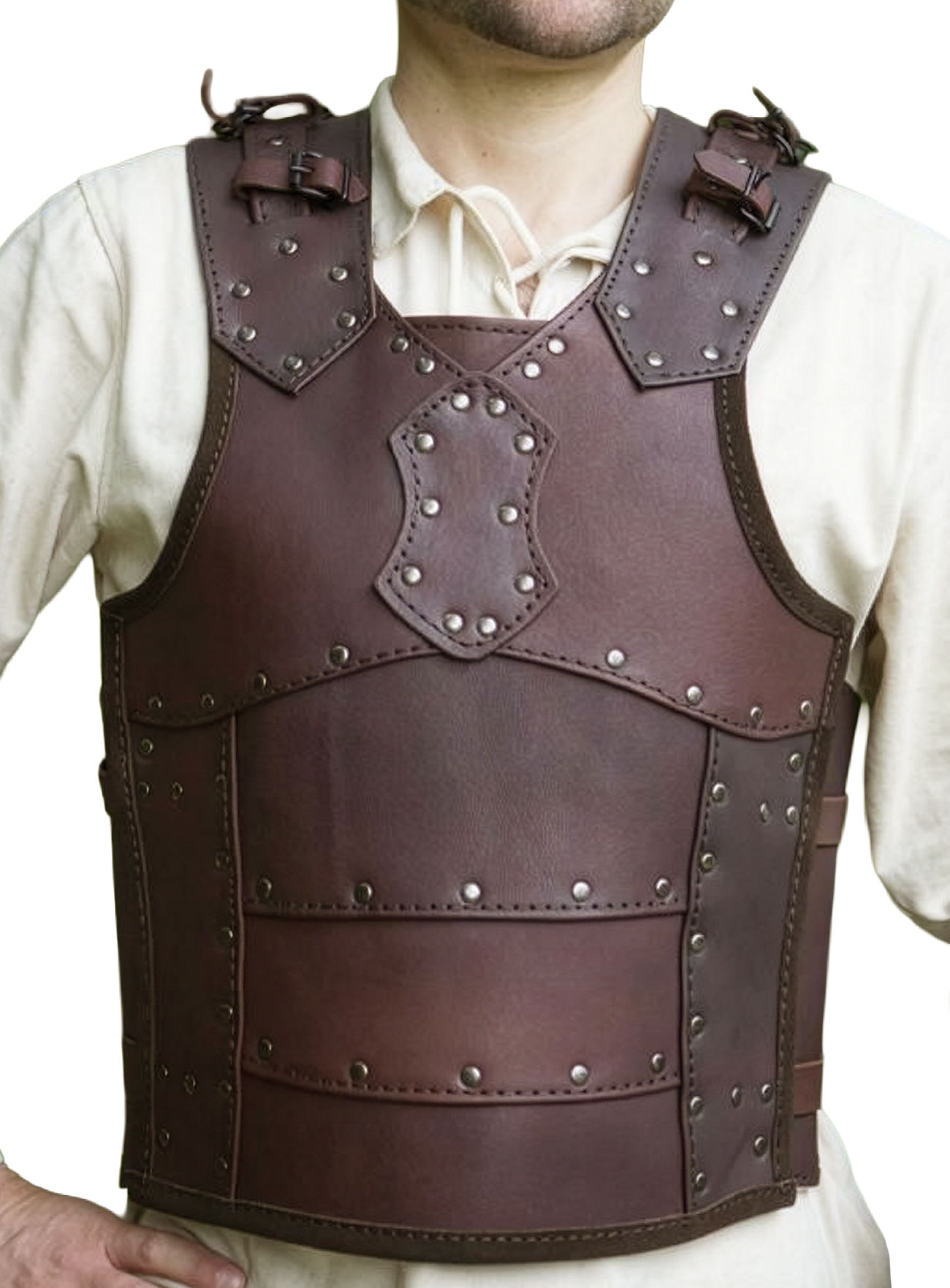 Brustpanzer aus Leder - Kämpfer, braun