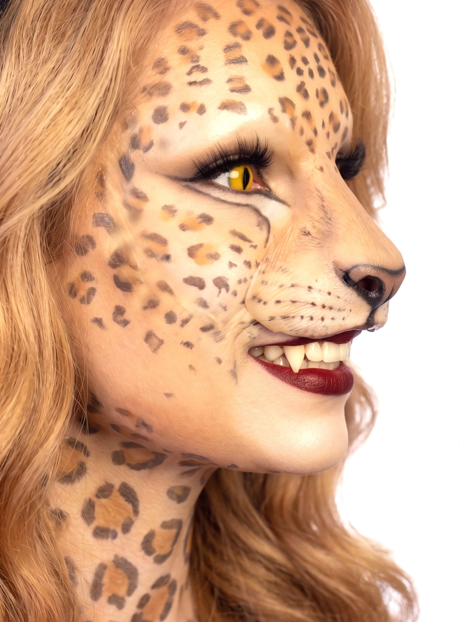 Wildkatze Maske aus Latex zum Ankleben