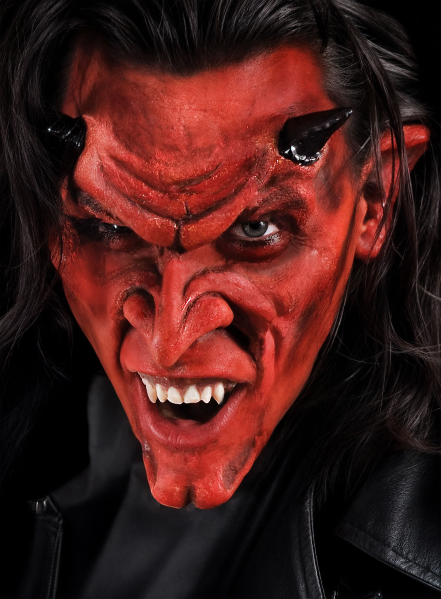 Teufel Halbmaske aus Latex mit Mastix