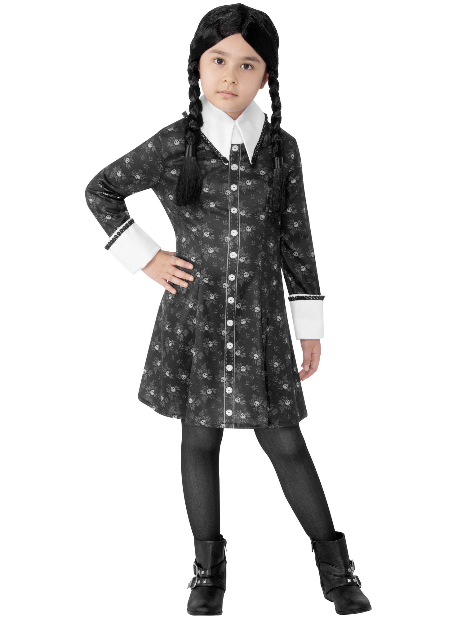 Wednesday Addams Totenkopf Kleid für Kinder