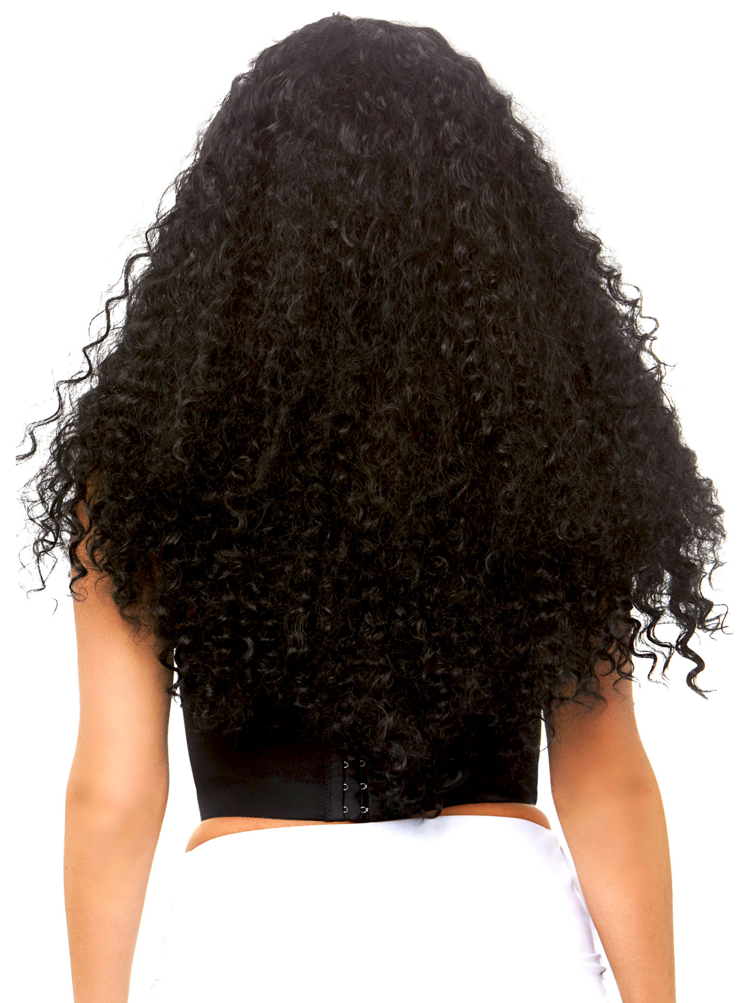 Lange krullende lokken pruik zwart-wit