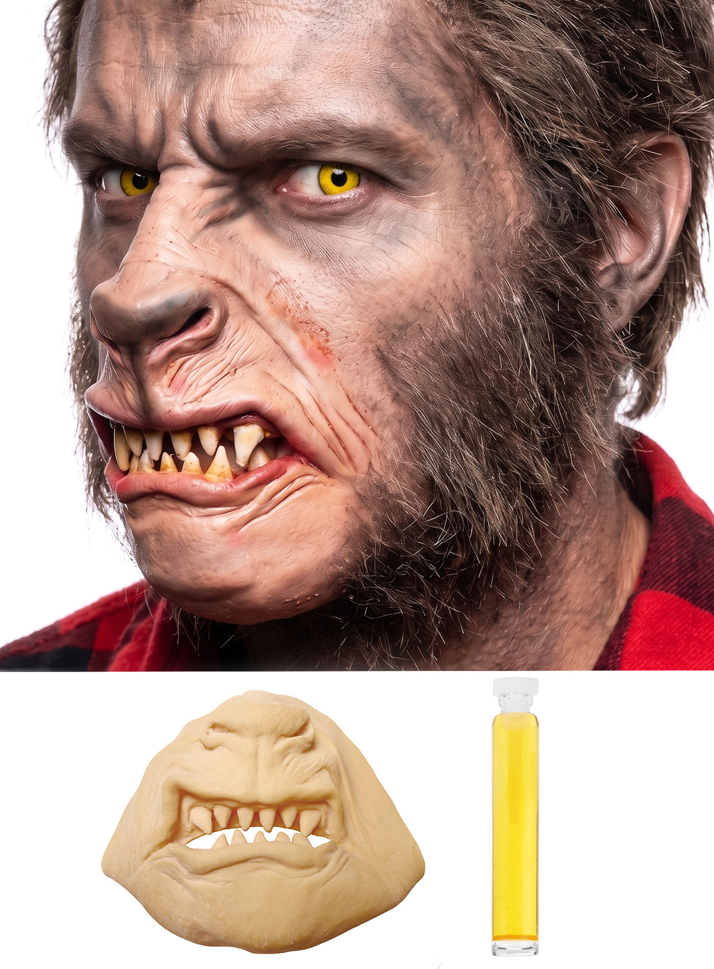 Werwolfmaske aus Latex zum Ankleben