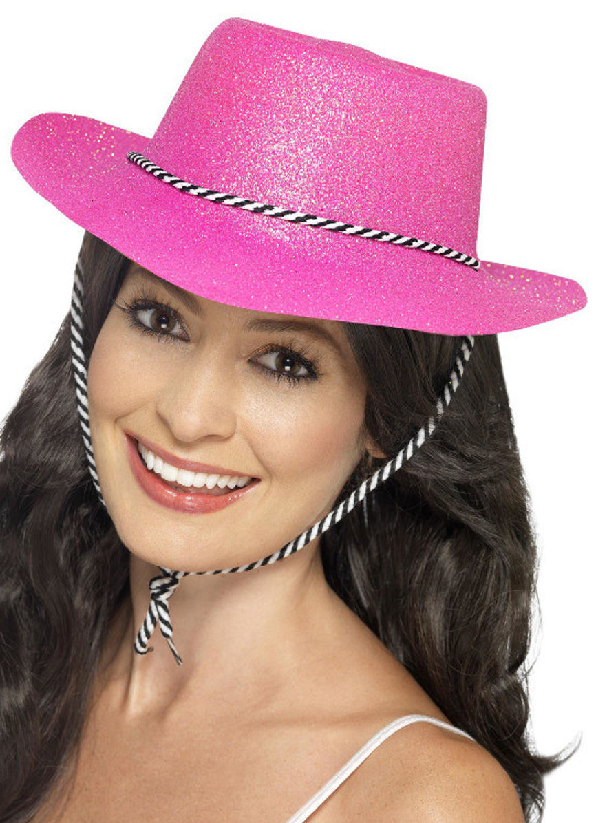 Glitzer Cowboyhut pink