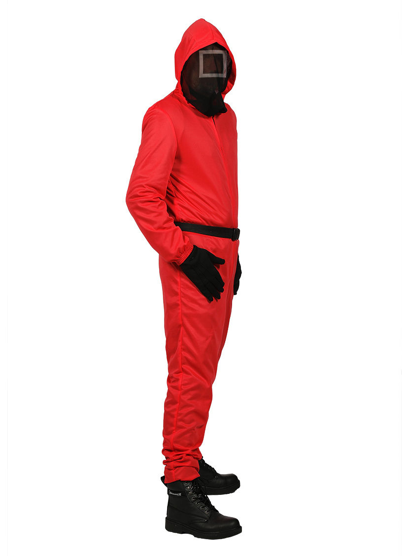 Squid Game Aufseher Overall mit integrierter Maske für Kinder