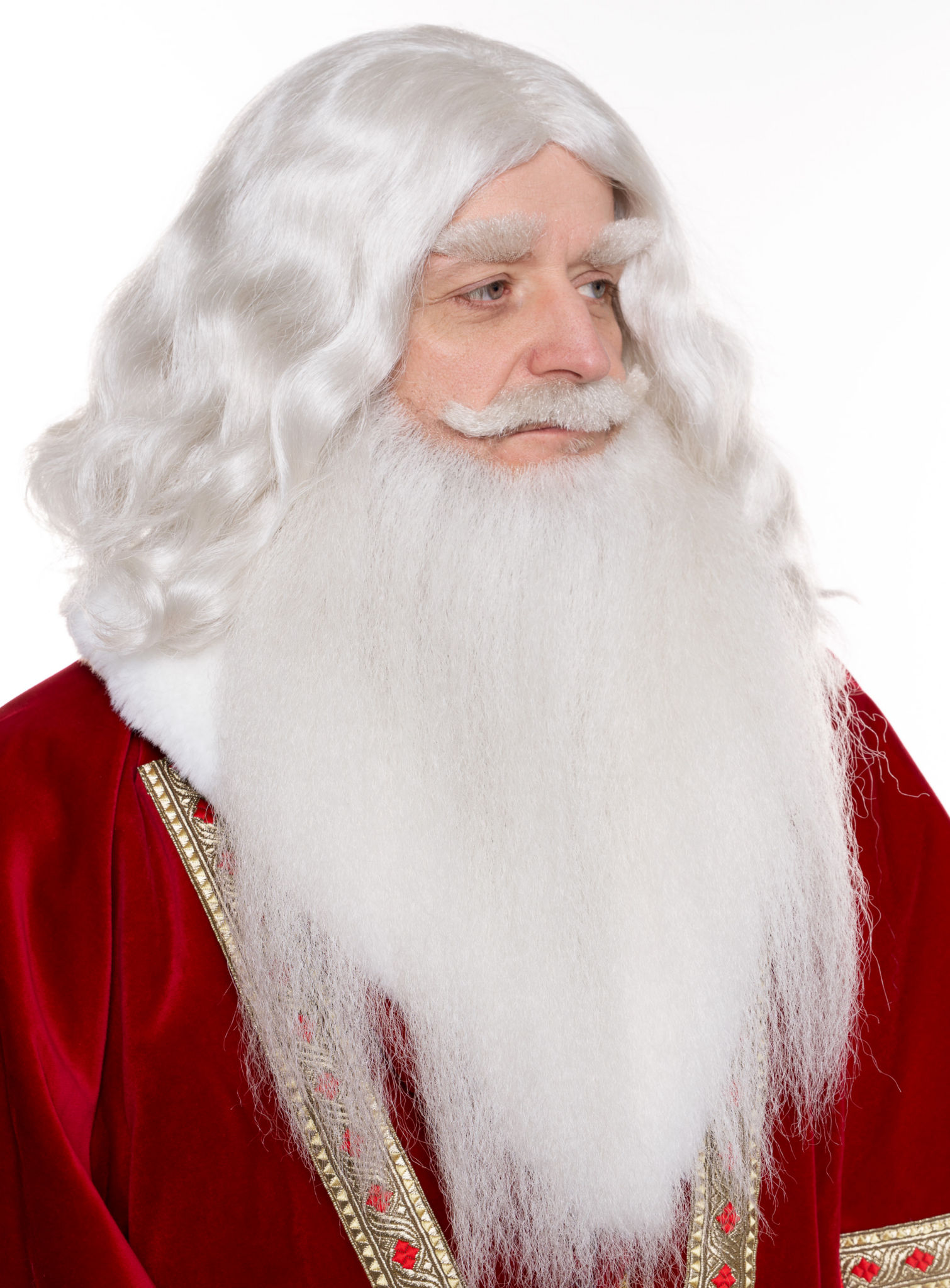 Bartset Weihnachtsmann mit Vollbart und Schnurrbart