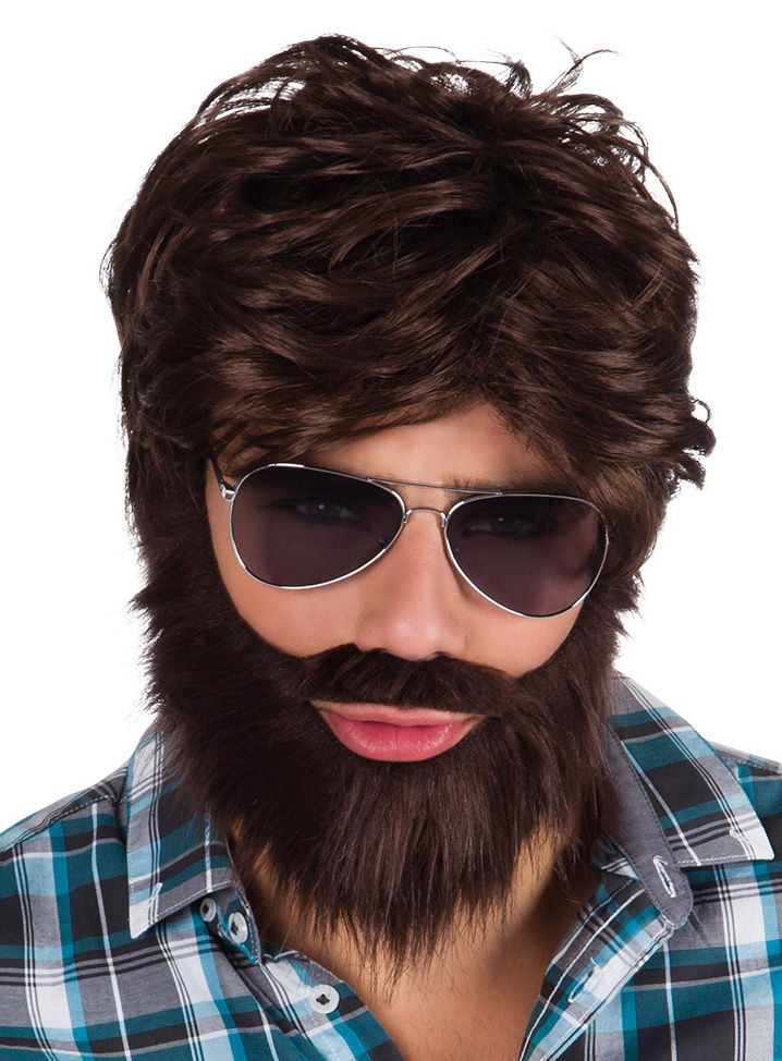 Alan Hangover Vollbart und Perücke