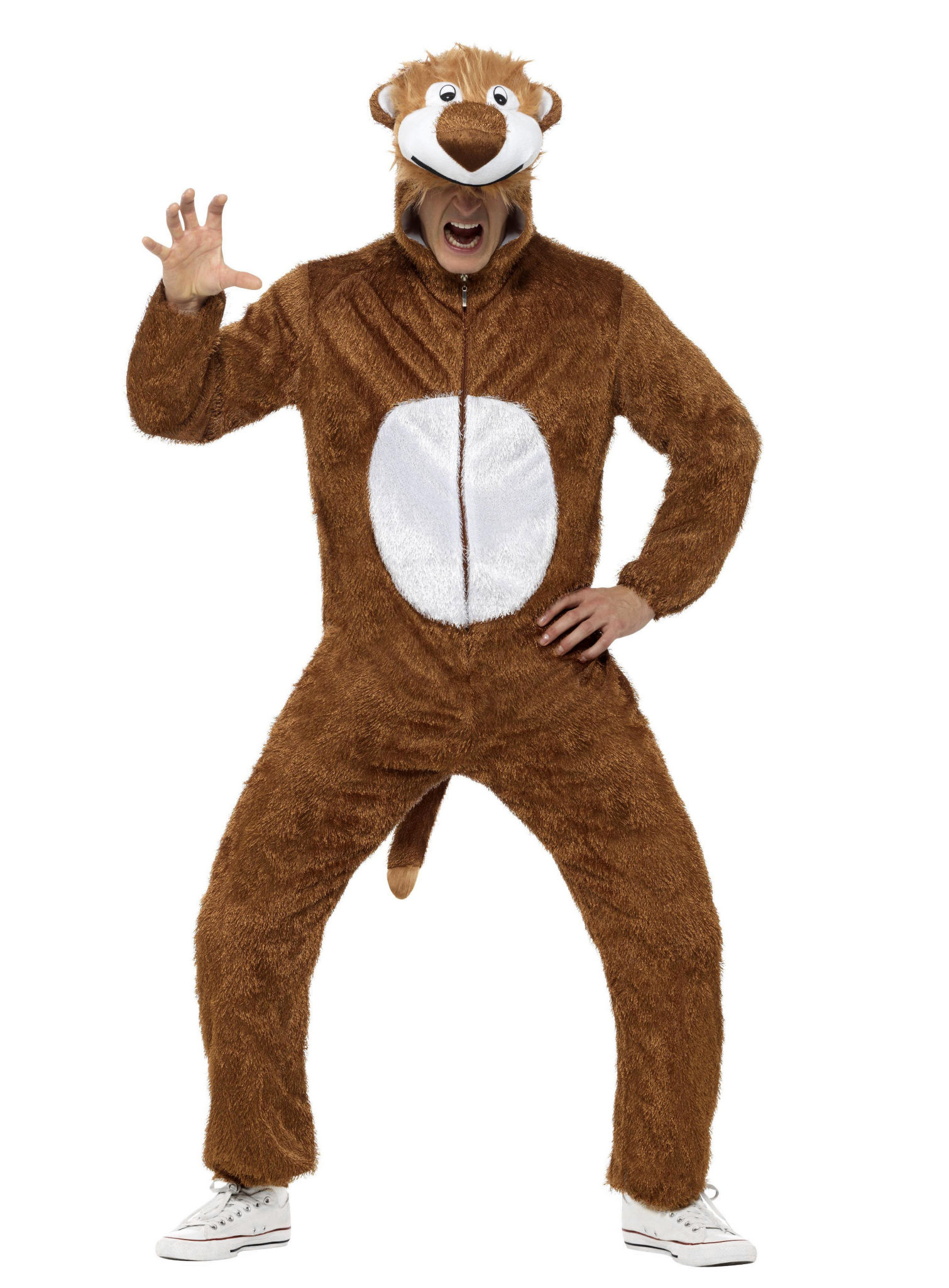 Pluizige leeuw hoodie onesie kostuum