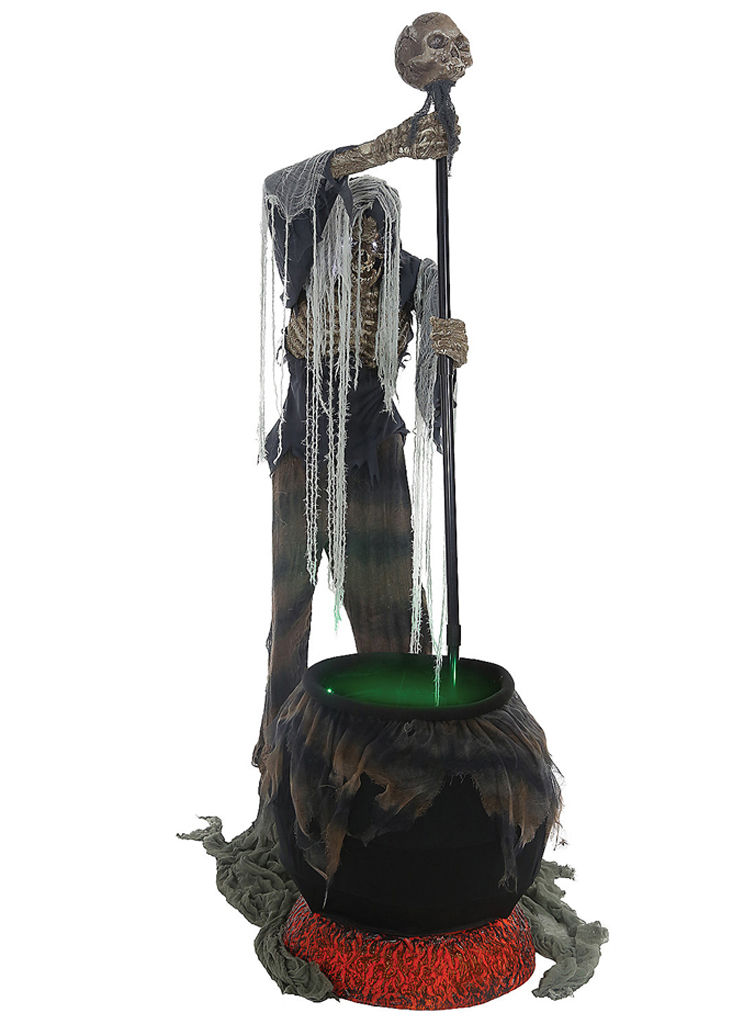 Skeletdemon met kokende ketel – Halloween decoratie met geluid en animatie – 180 cm