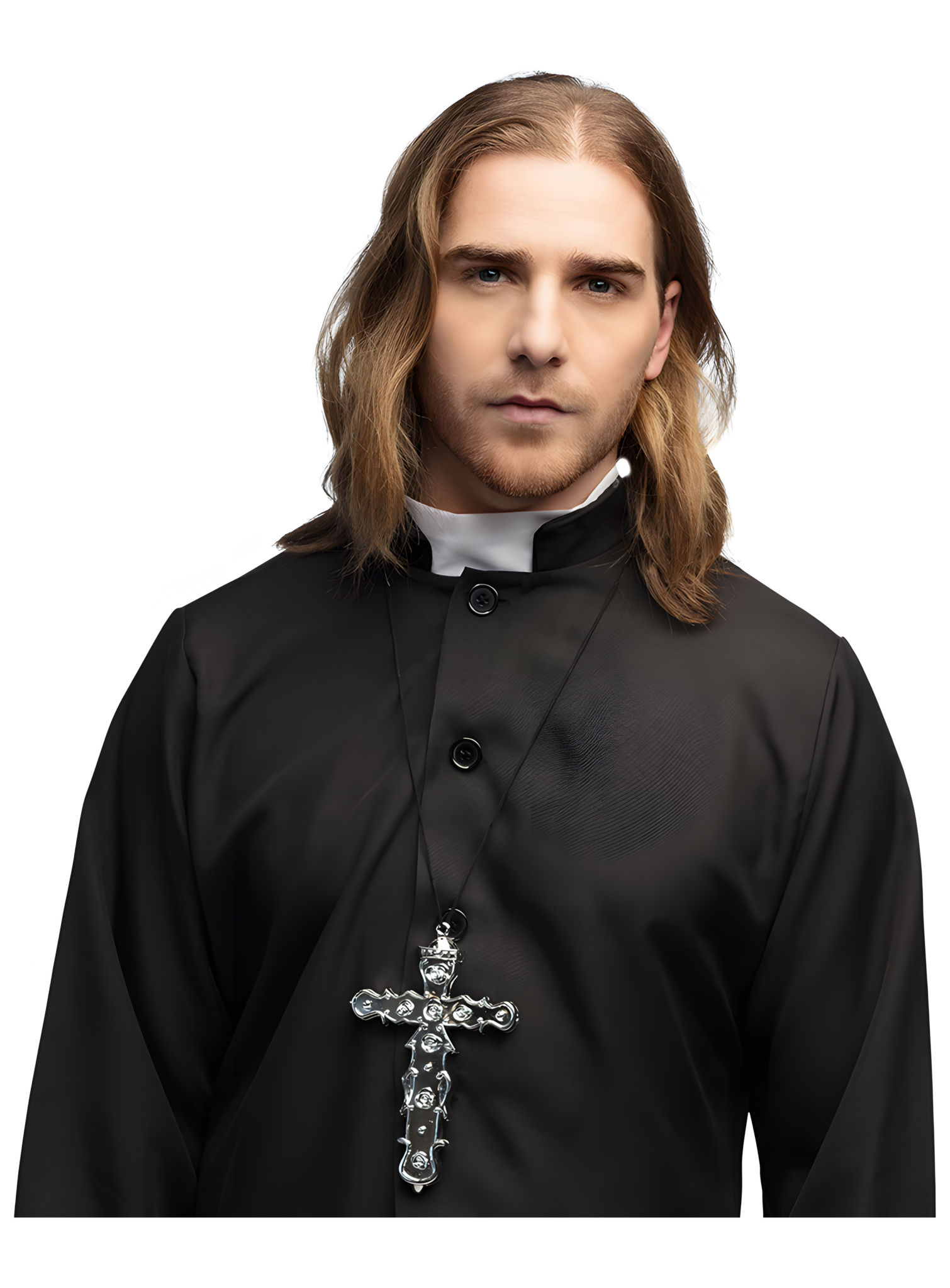 Ketting met priesterkruis, zilver