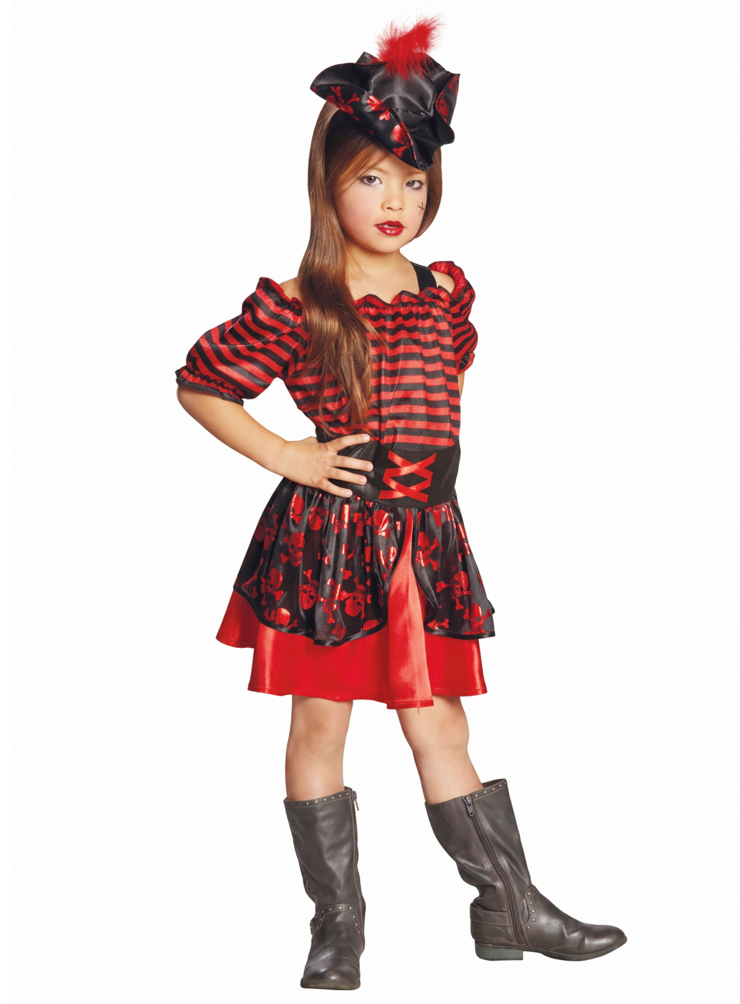 Piratenkleid schwarz-rot für Mädchen