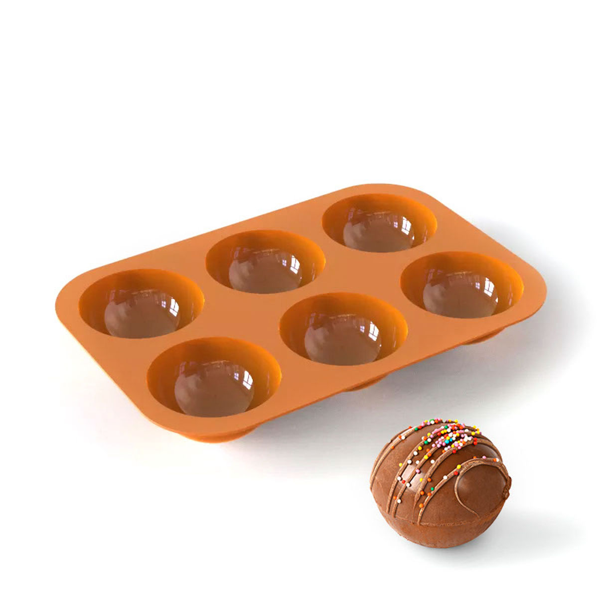 Chocolate Bombs Silikonform für große Pralinen, Badekugeln und zum Backen 6-fach