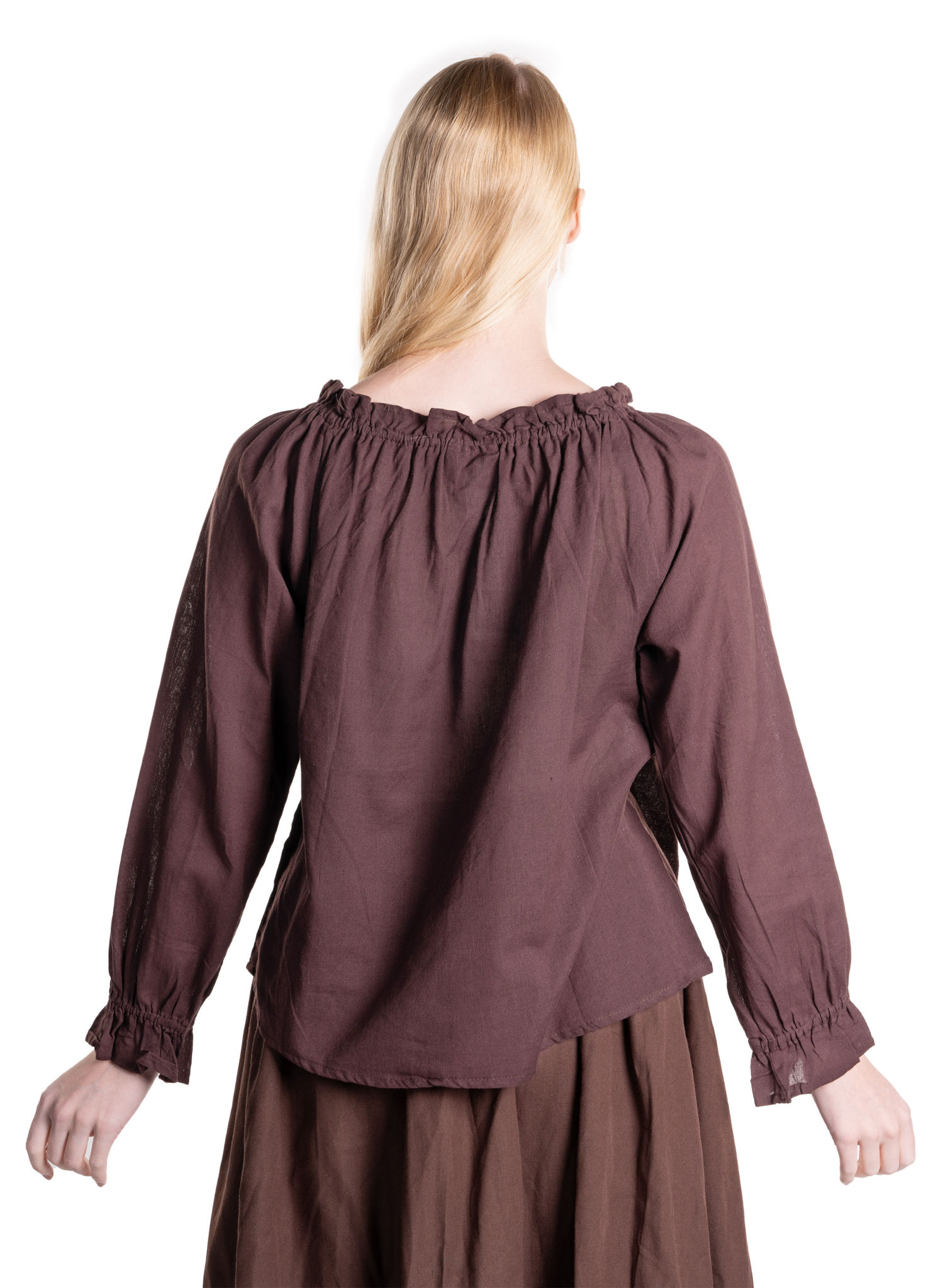 Mittelalterbluse mit Kordelverschluss dunkelbraun