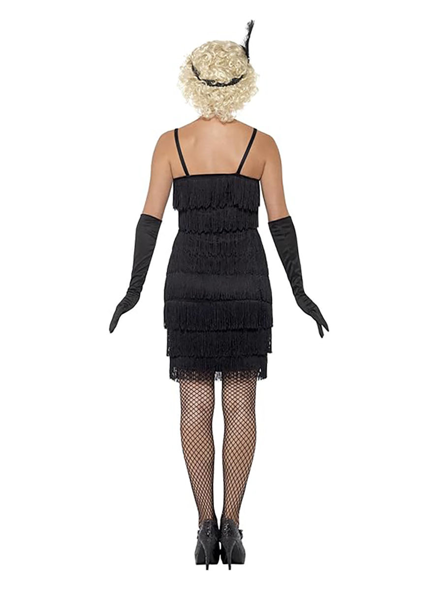 Schwarzes Flapper Cocktailkleid mit Fransen