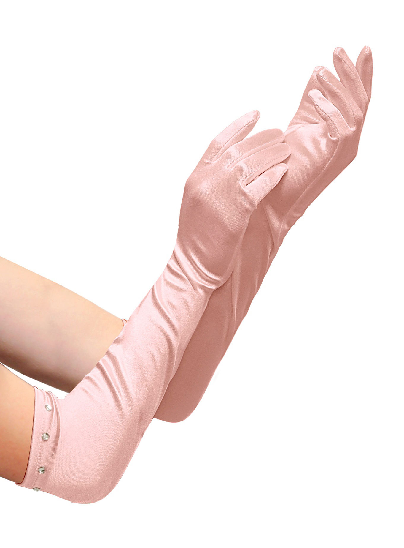 Extra lange satijnen handschoenen roze voor kinderen