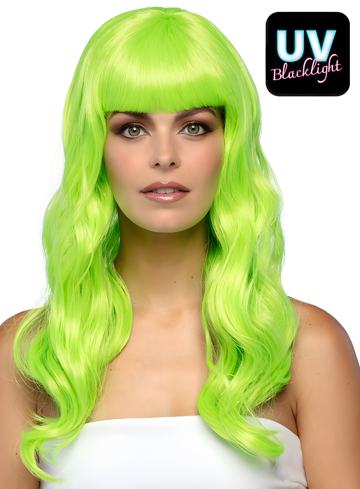 Lange Haare grün Perücke