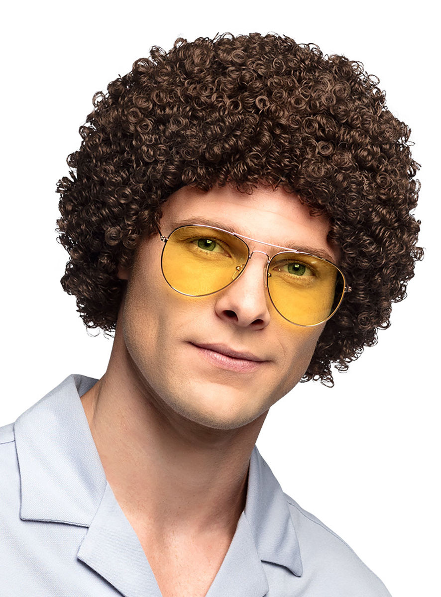 Jaren 80 Afro Pruik Bruin