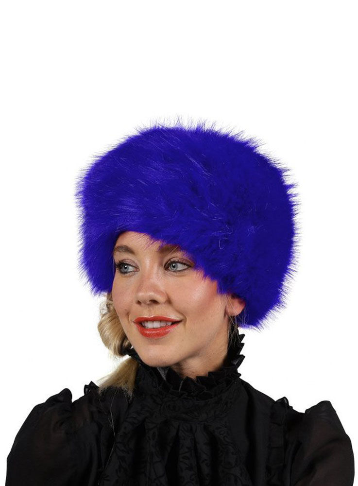Pelzmütze aus Kunstfell blau
