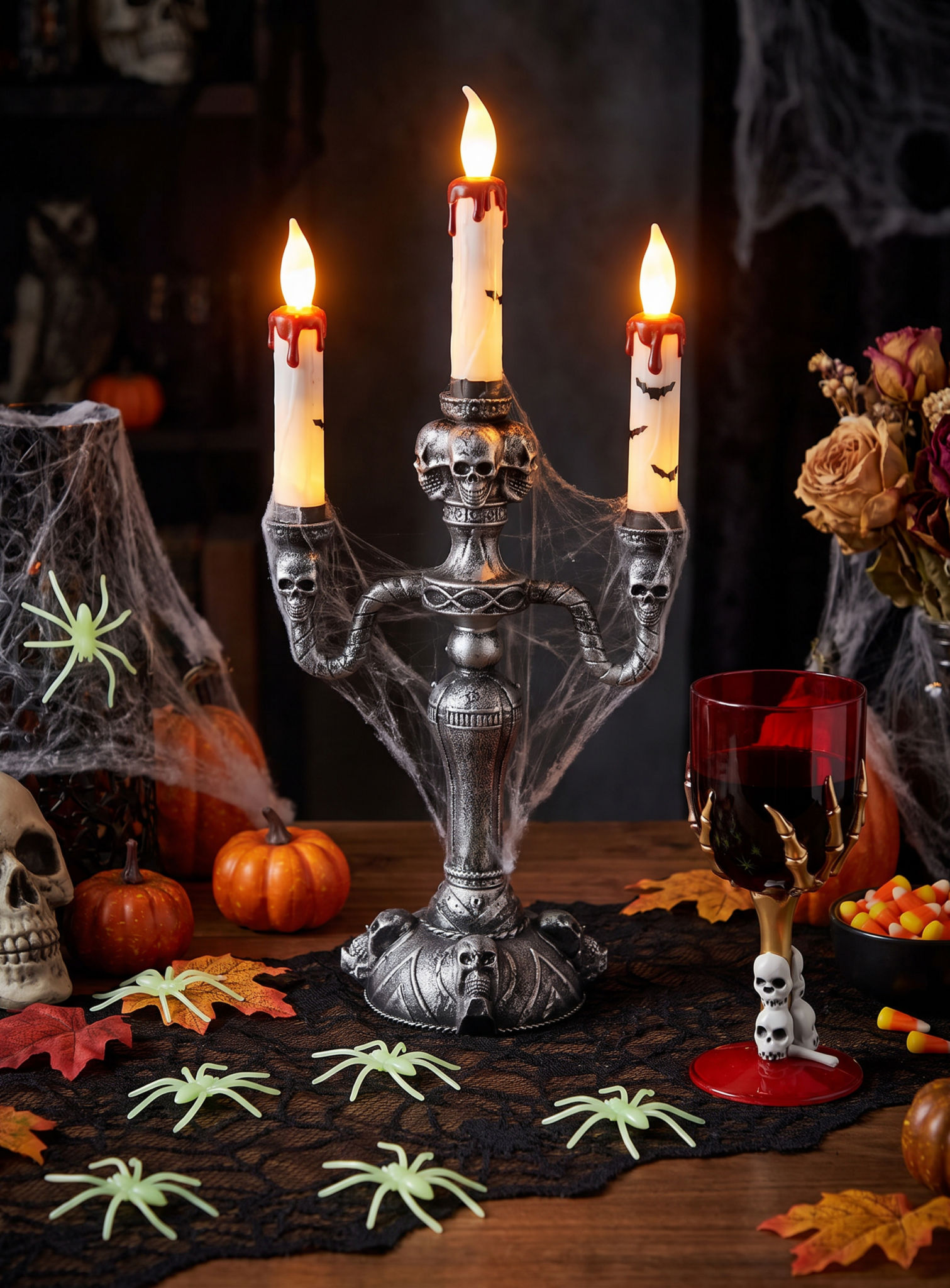 Gothic LED Kerzenständer Halloween Deko