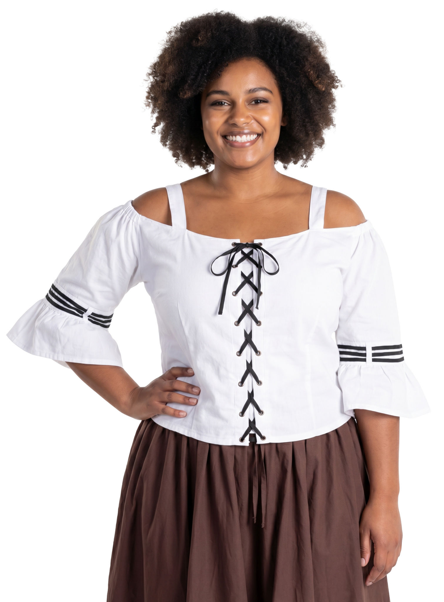Mittelalterbluse schulterfrei - Prina, kurz