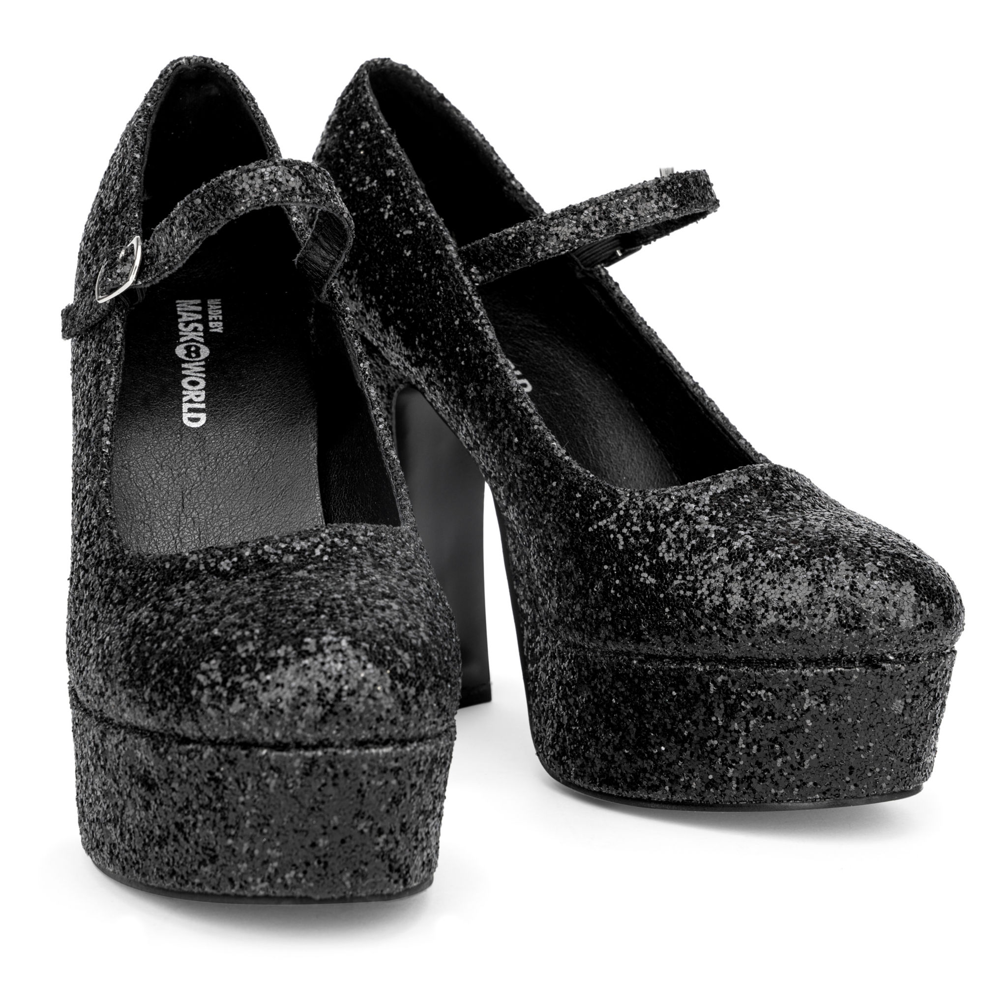Plateau Schuhe glitter-schwarz