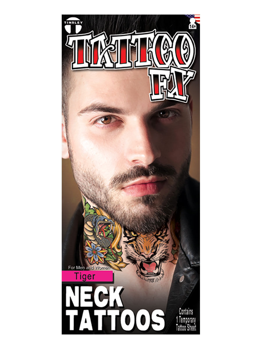Tiger Hals-Klebetattoos