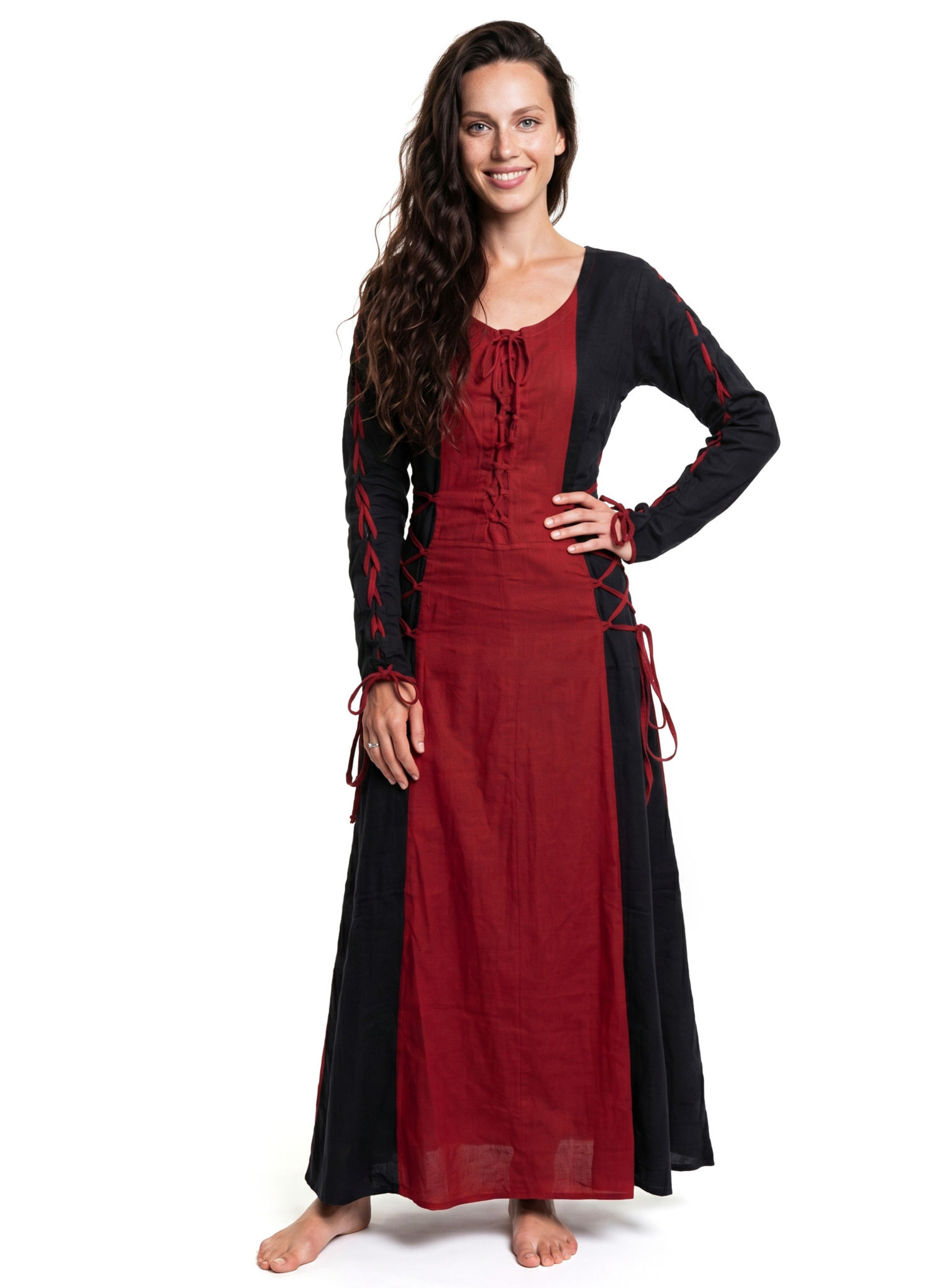 Wikinger Schnürkleid schwarz-rot