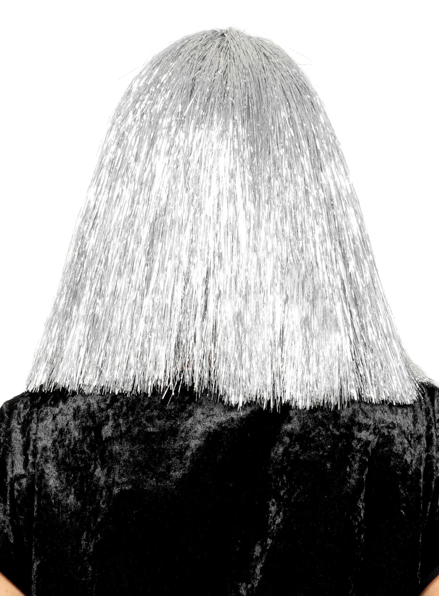 Lametta Perücke silber