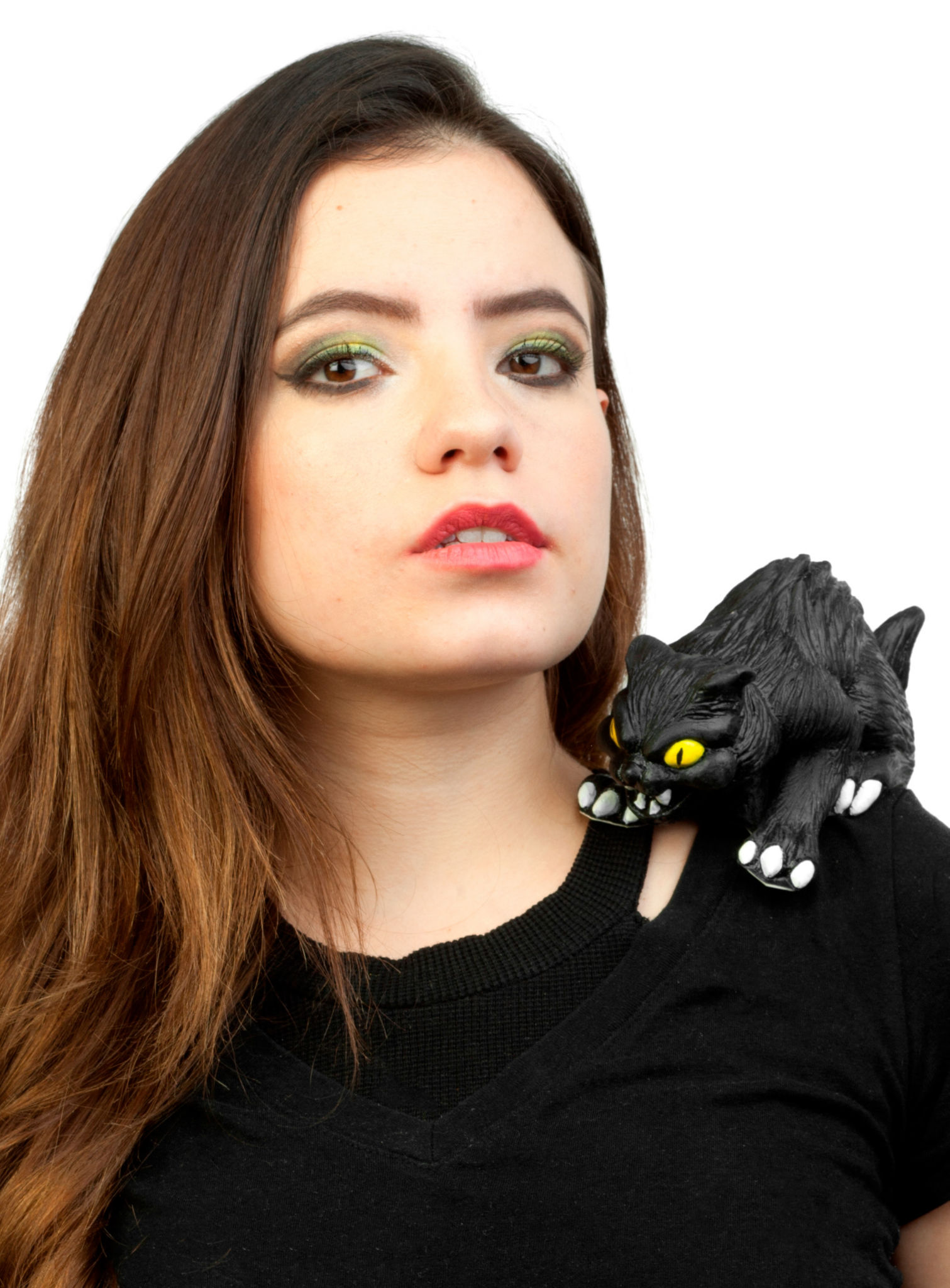 Schulterschreck Schwarze Katze Figur
