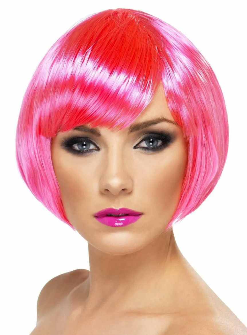 Bubikopf Perücke pink