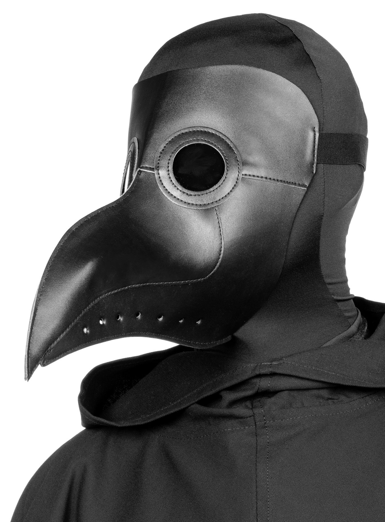 Schwarze Pestdoktor Maske aus Kunstleder