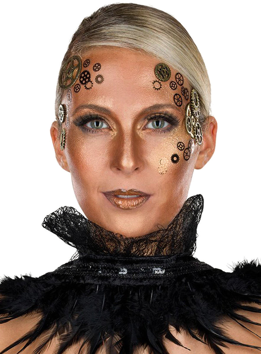 Steampunk Klebetattoos Zahnräder schwarz