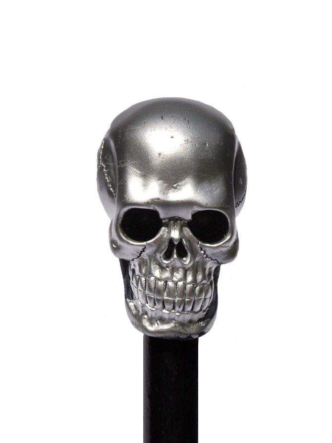 Gehstock Totenkopf silber