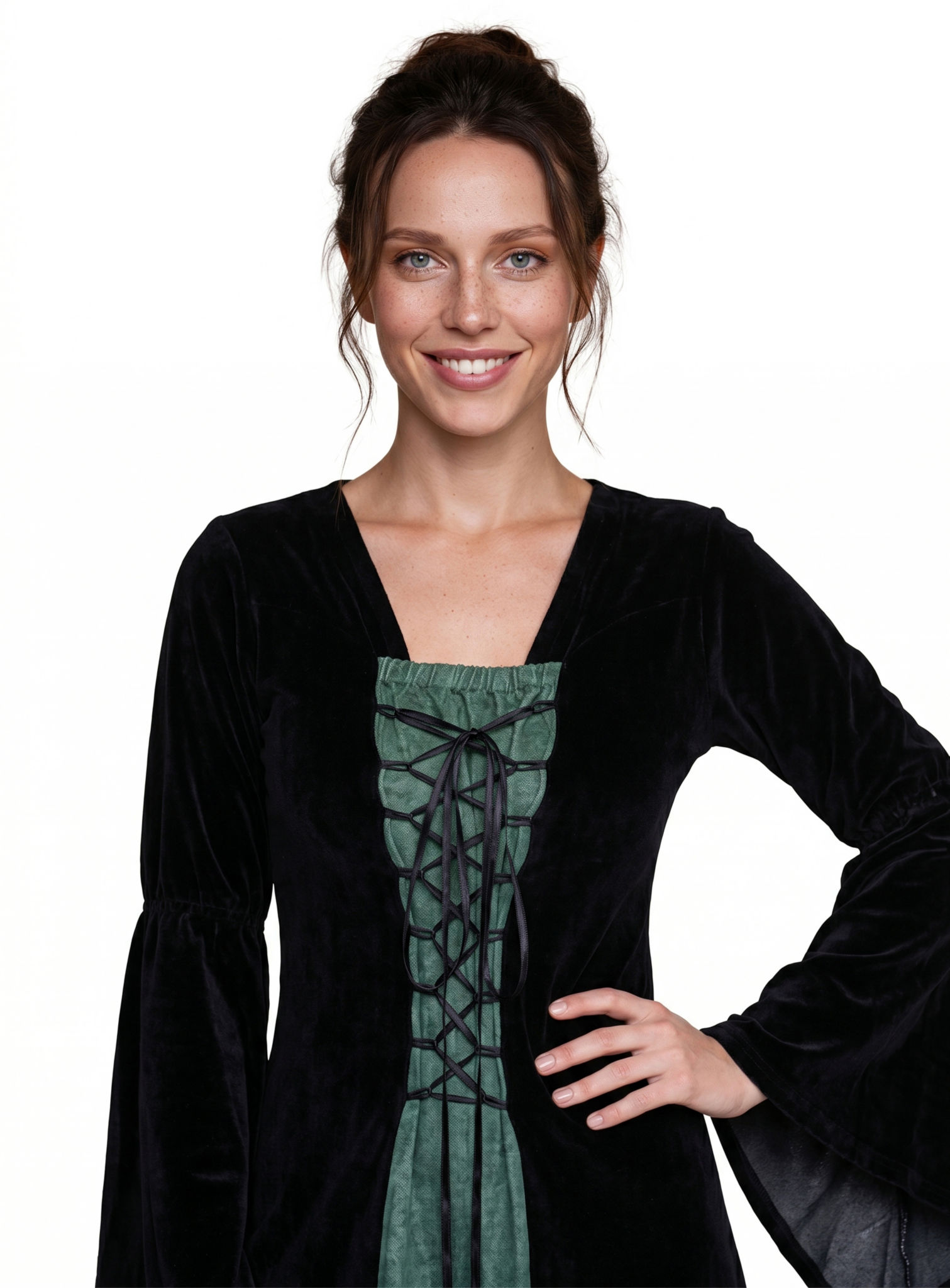 Burgherrin Samtkleid schwarz-grün