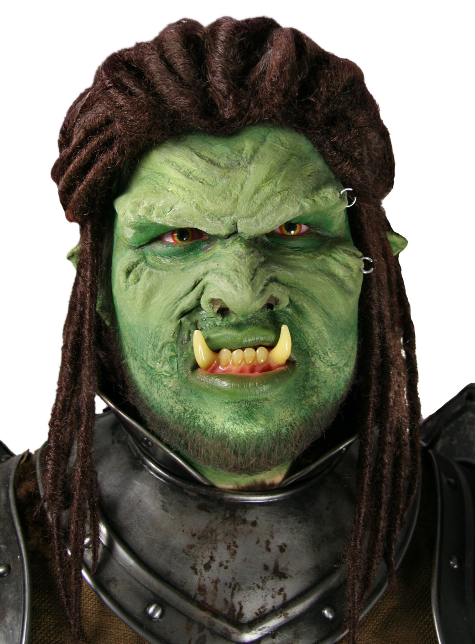 Ork Halbmaske aus Latex mit Mastix
