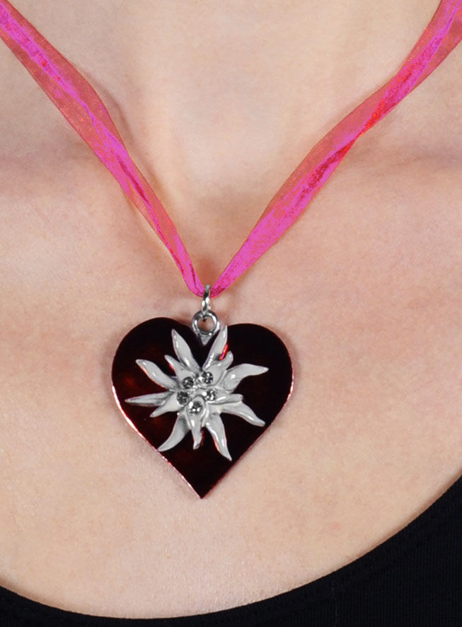 Dirndlkette Edelweiß pink