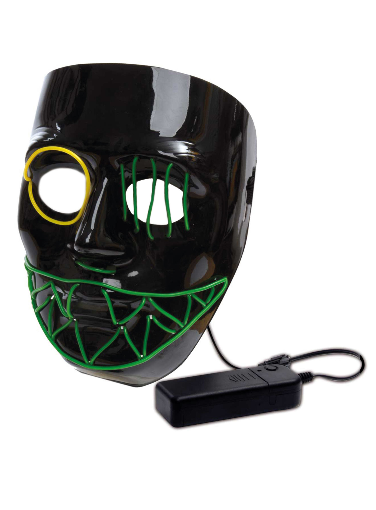 Black Bite Leuchtmaske mit Batteriefach