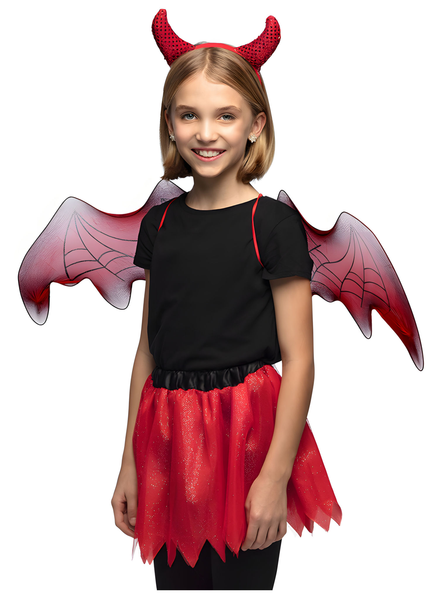 Teufel Verkleidungs Set für Mädchen Hörner, Flügel und Tutu