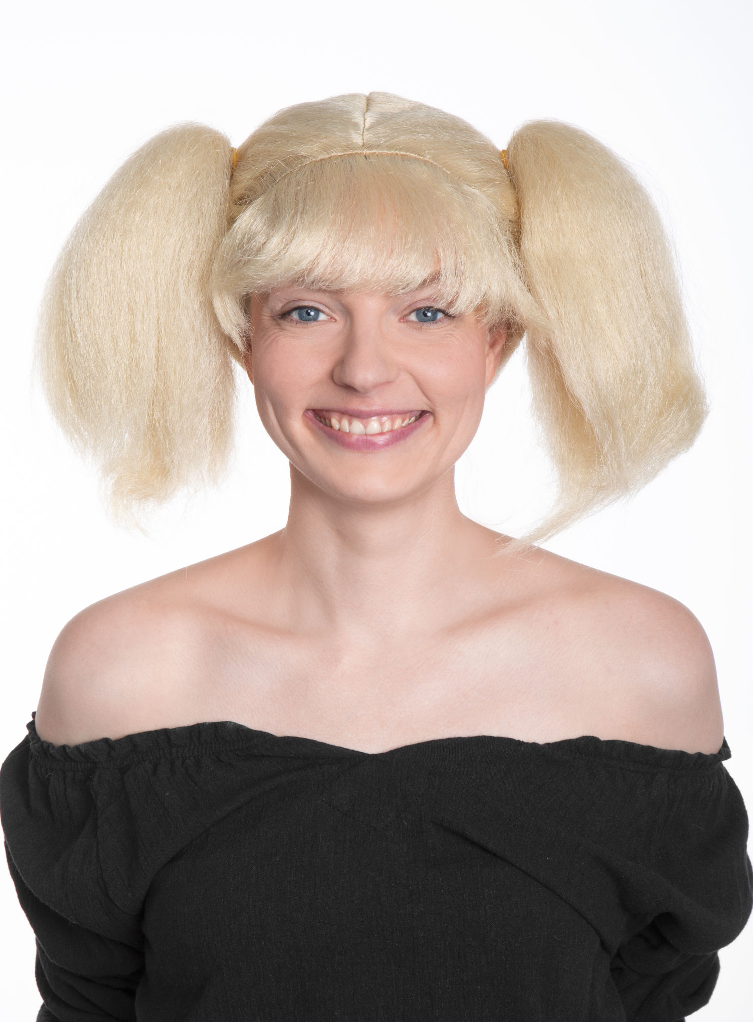 Hellblonde Perücke mit offenen Zöpfen