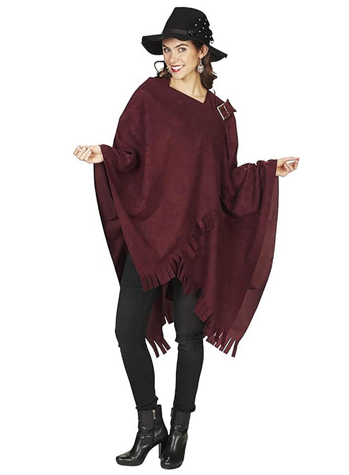 Rotbrauner Poncho mit Verschluss