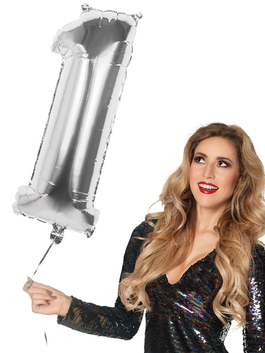Folieballon cijfer 1 zilver 86 cm