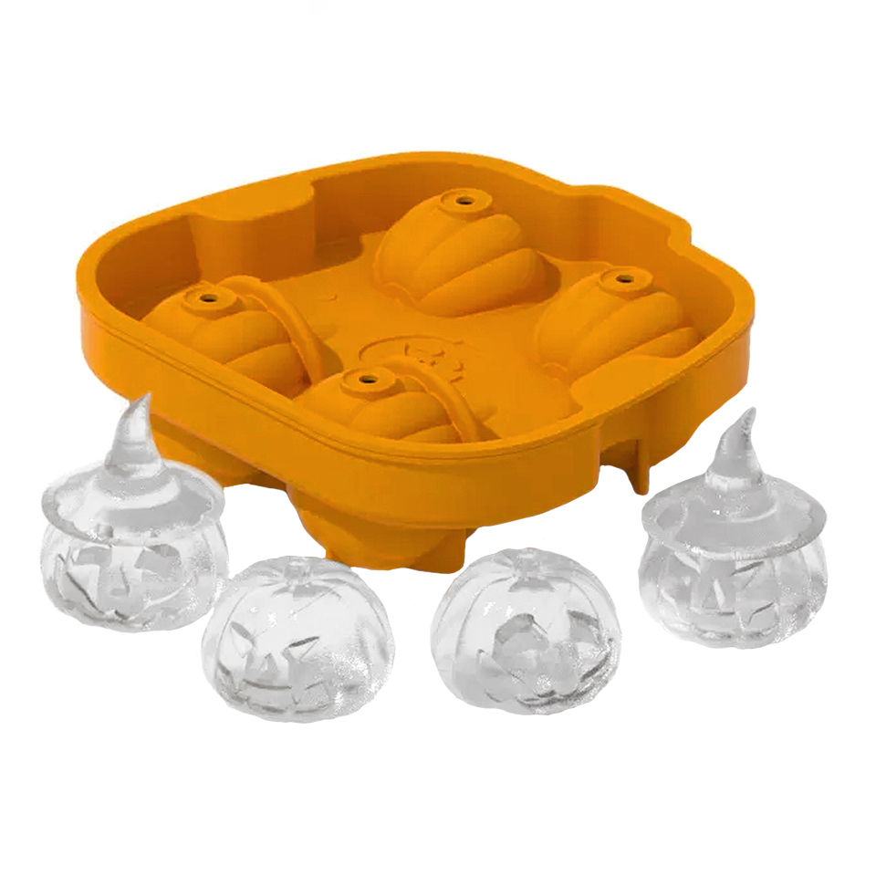 Halloween Kürbisse Silikonform für Eiswürfel, Schokolade und zum Backen 4-fach