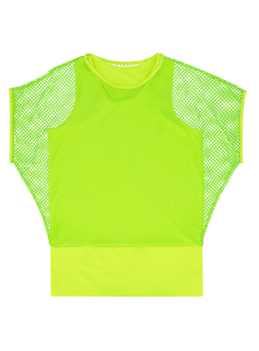Kurzarm Netzhemd neon-grün