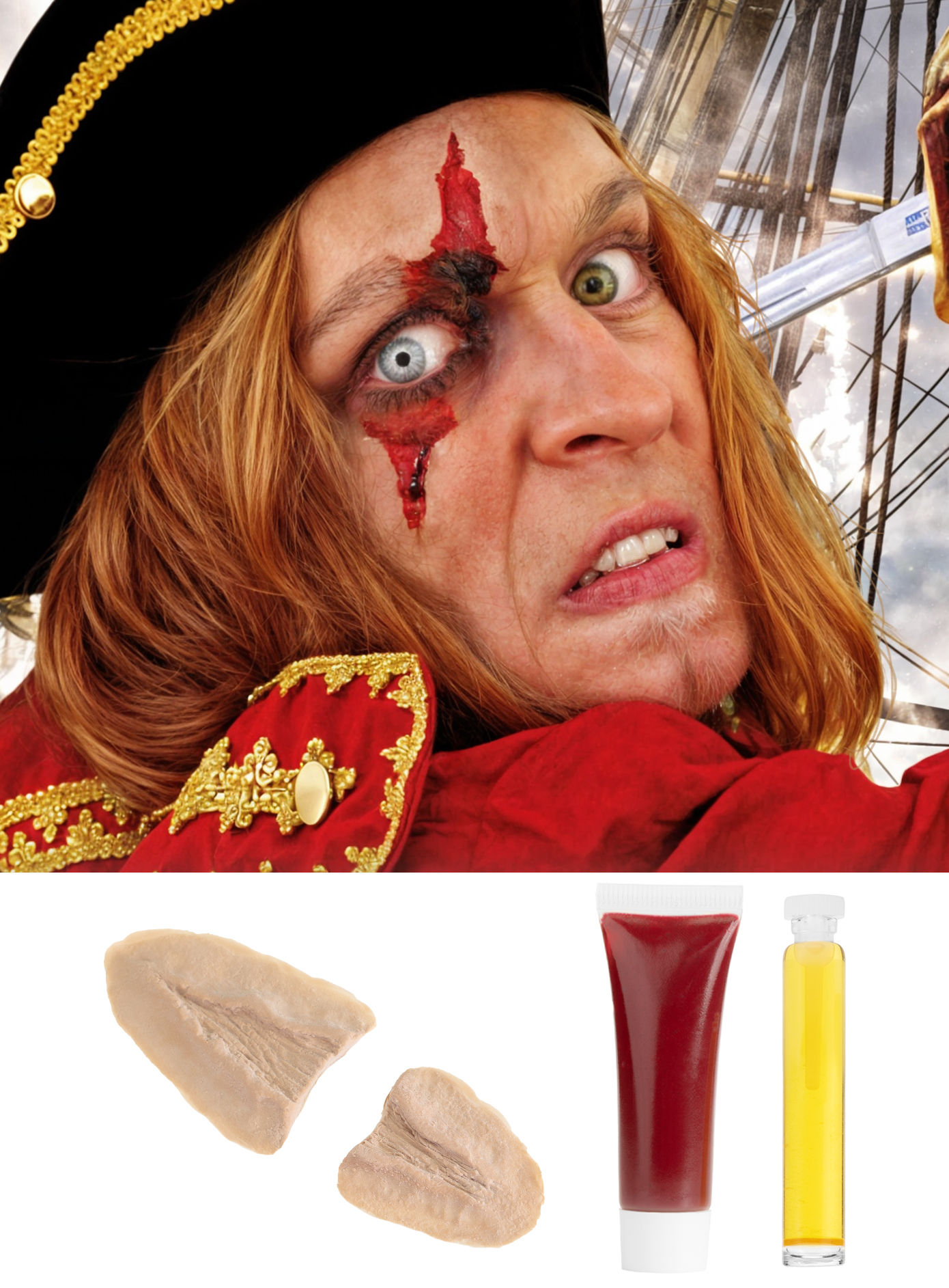 Auge um Auge Schnittwunde Latexapplikation