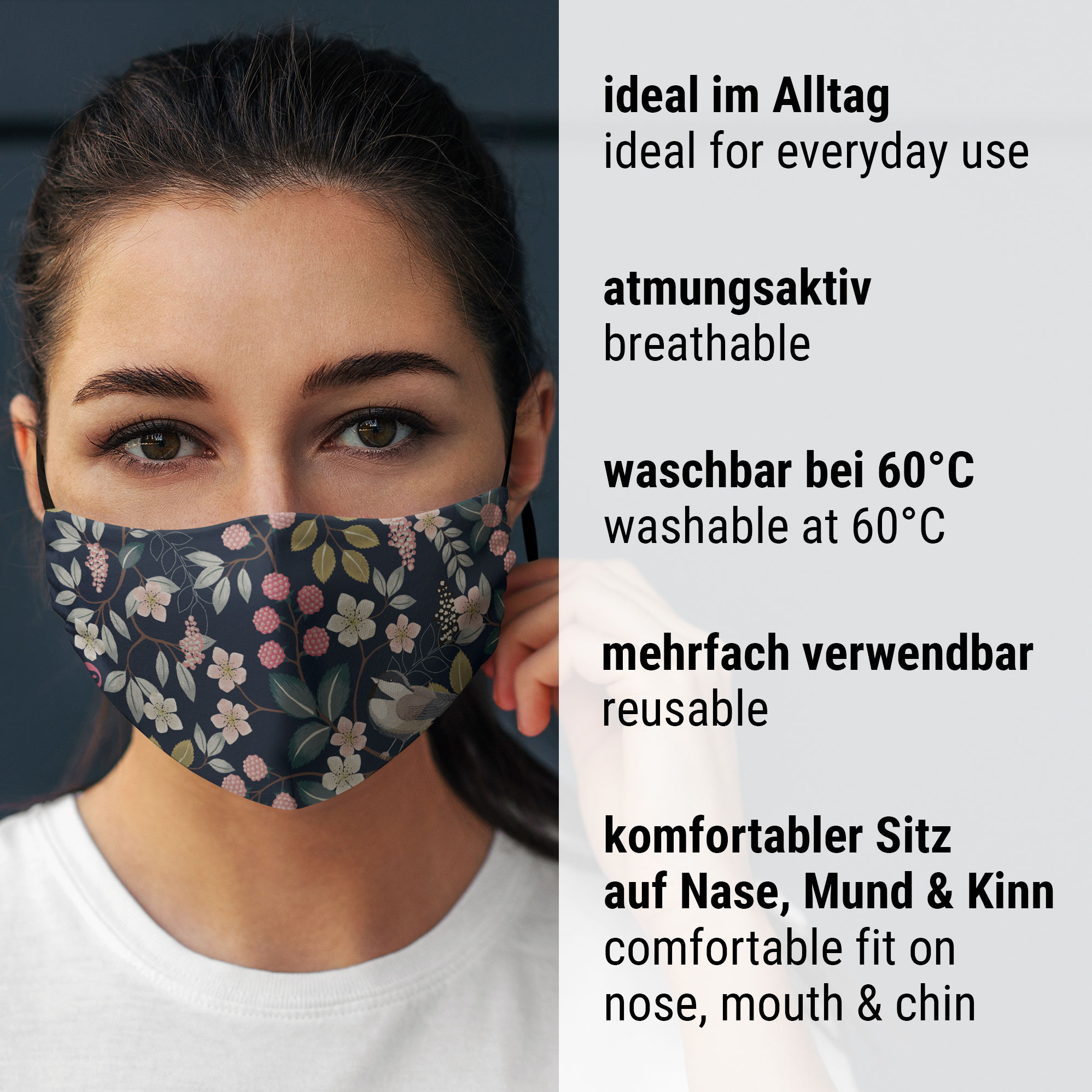 Stoffen masker bloemenpatroon