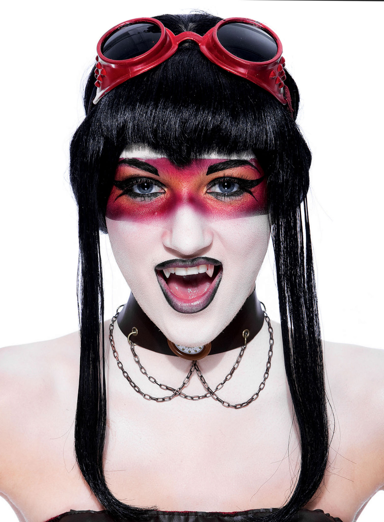 Steampunk Vampir Brille rot