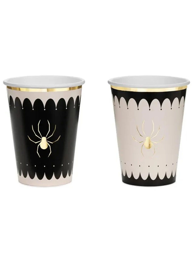 6 Spinnen Pappbecher – Halloweendeko 400 ml