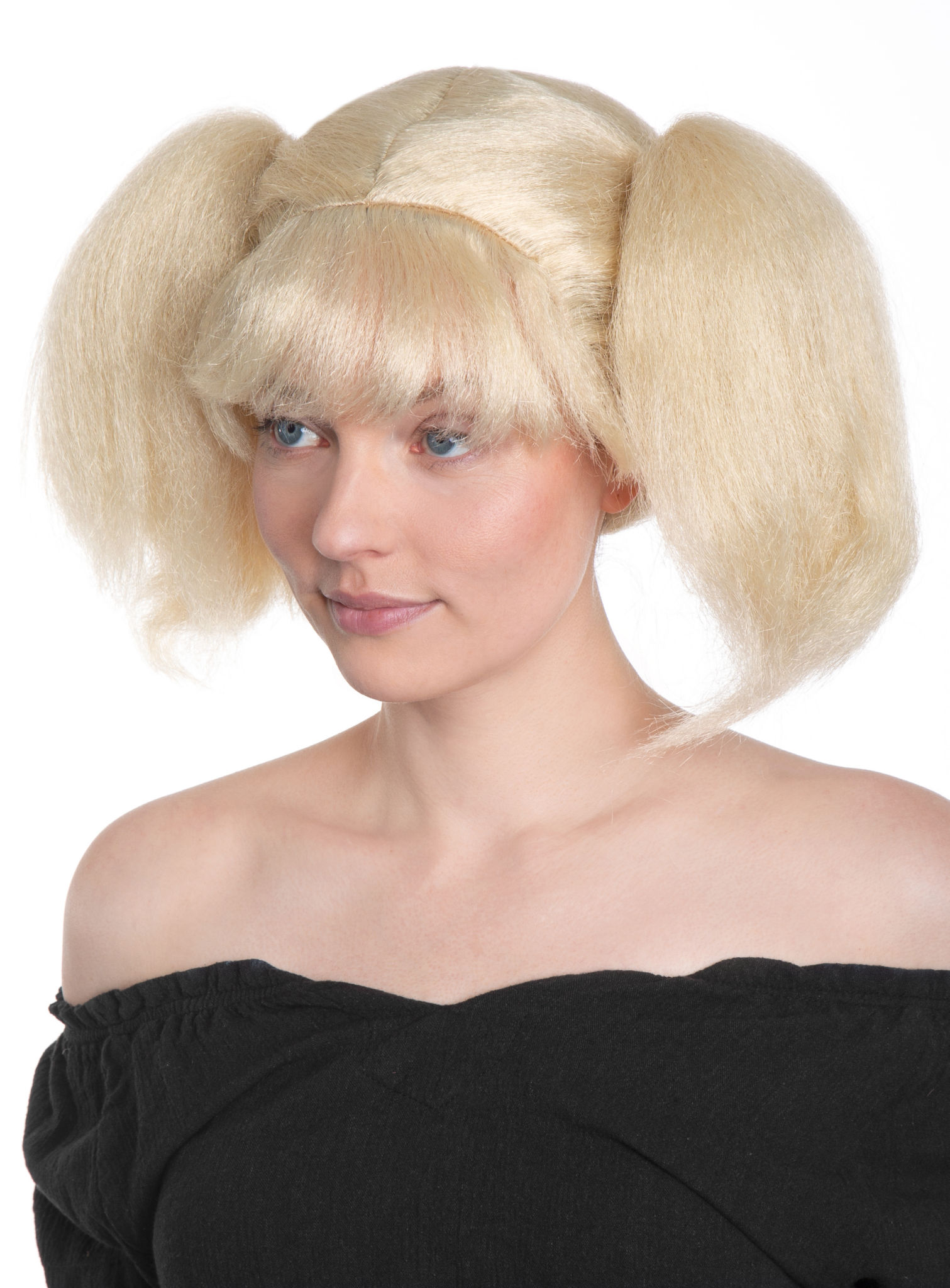 Hellblonde Perücke mit offenen Zöpfen