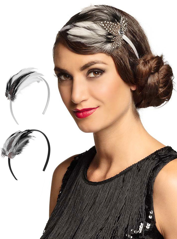 Flapper Haarschmuck schwarz & weiß