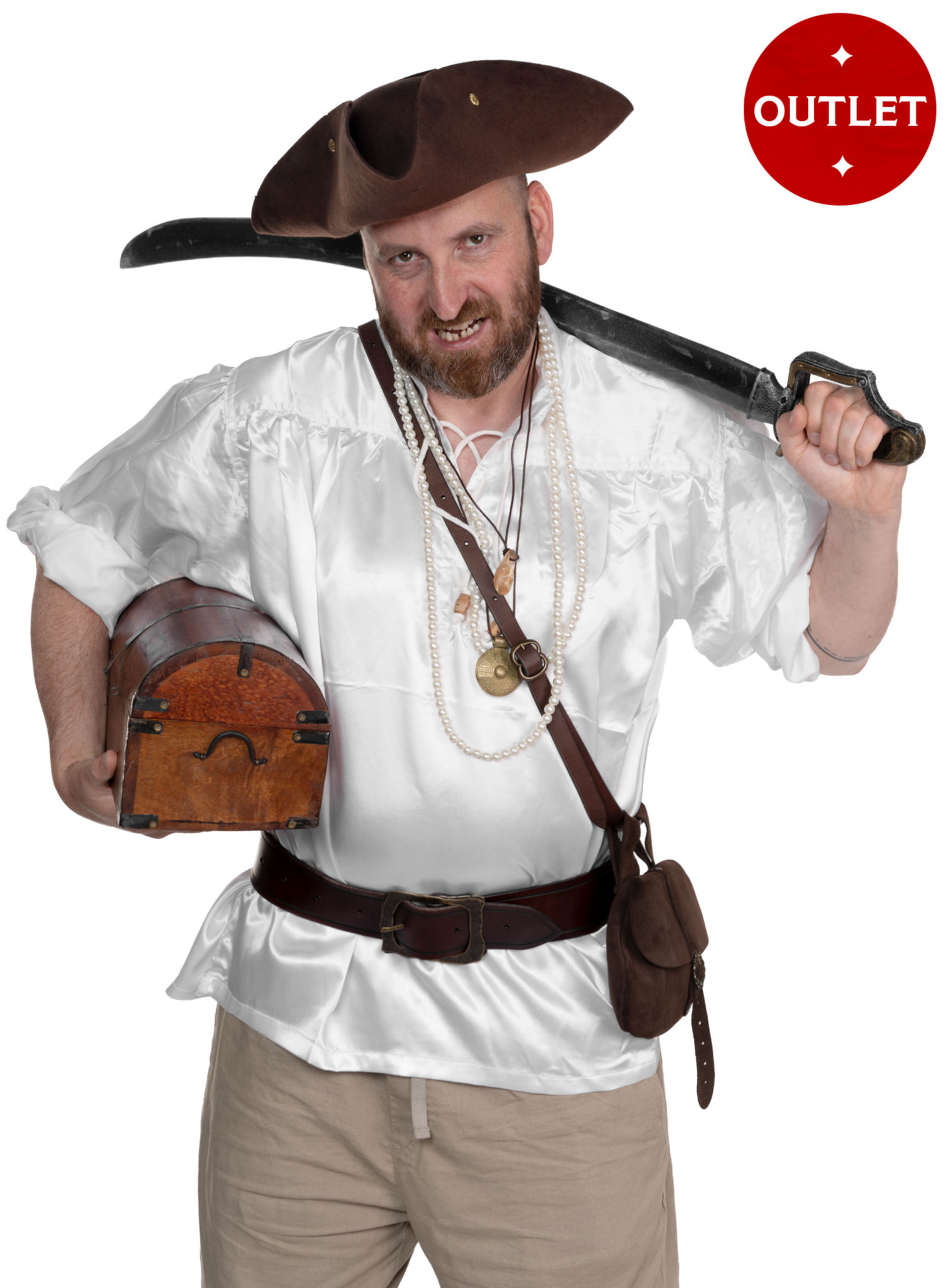 Piraten Satinhemd, weiß - Klint
